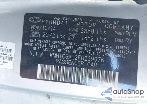 2015 Hyundai Veloster Turbo из США, поврежденный, VIN KMHTC6AE2FU239676